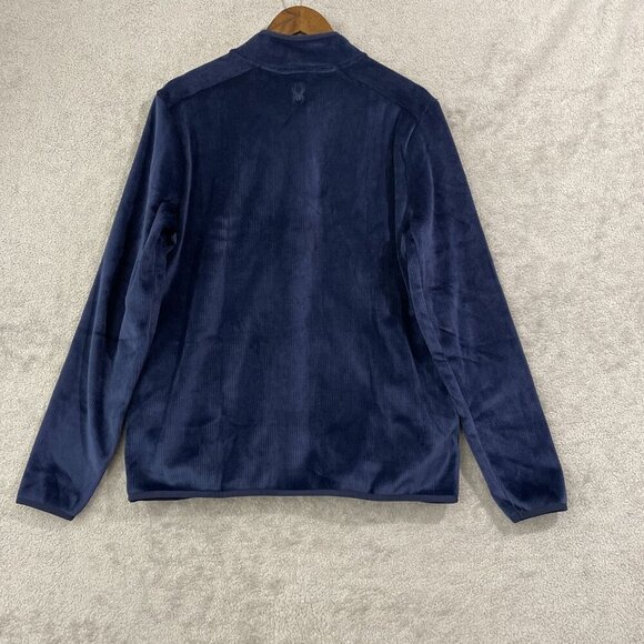 NWOT Spyder Mens M Navy Blue 1/4 Zip Pullover Sweatshirt Ribbed - Picture 2 of 8